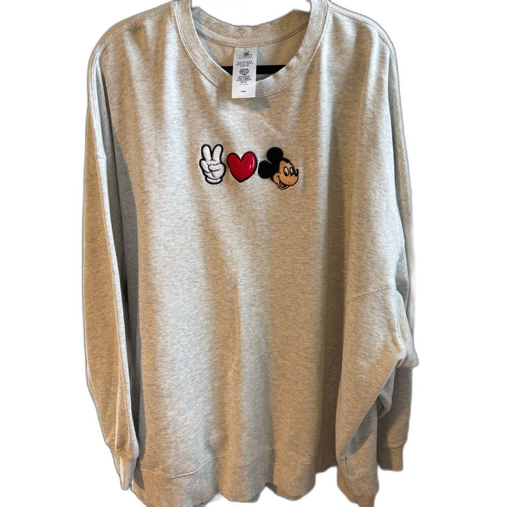 Disney Parks Mickey Mouse "Peace, Love, Mickey" Pullover 3XL